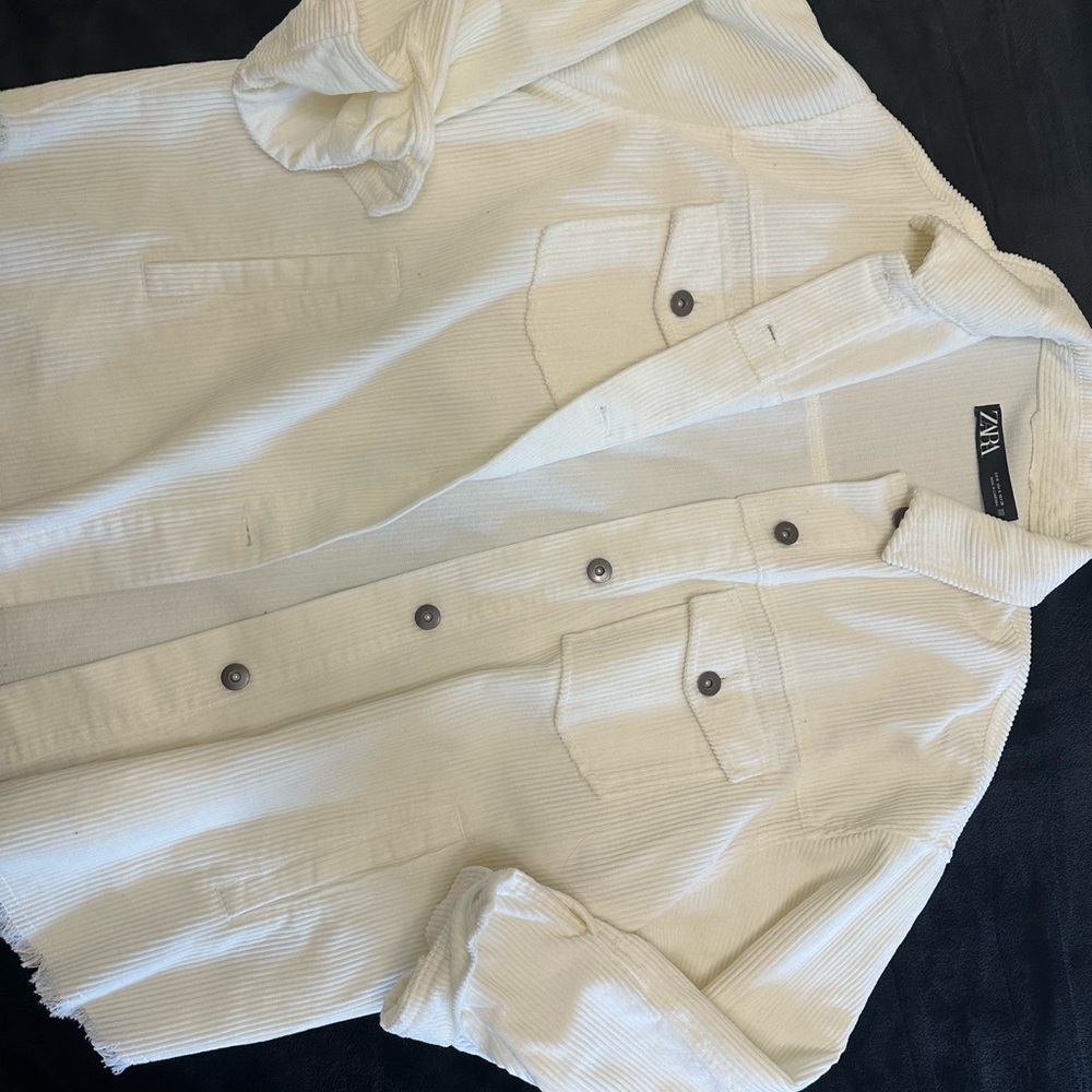 Zara Cream Lightweight Shirt Jacket